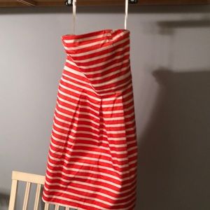 Gap coral striped sateen strapless dress 8